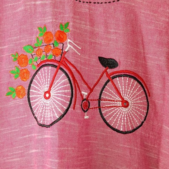 Anjushree Choice Bicycle Embroidered Midi Dress with Pockets - Picture 4 of 6